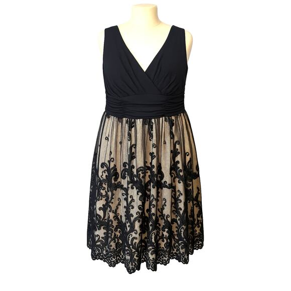 Dress Barn Illusion Soutache Lace Trim Party Evening Cocktail Dress Size 24 - Picture 3 of 11